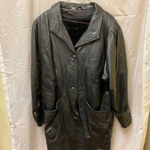 Jacket Mens Black Long Lambskin coat L